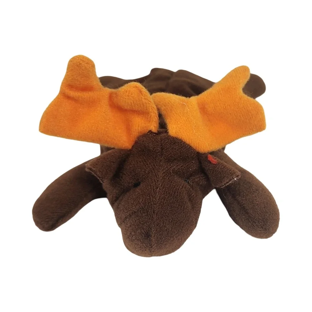 Ty Beanie Babies Chocolate the Moose 1993 Vintage Brown Plush Toy Orange Antlers